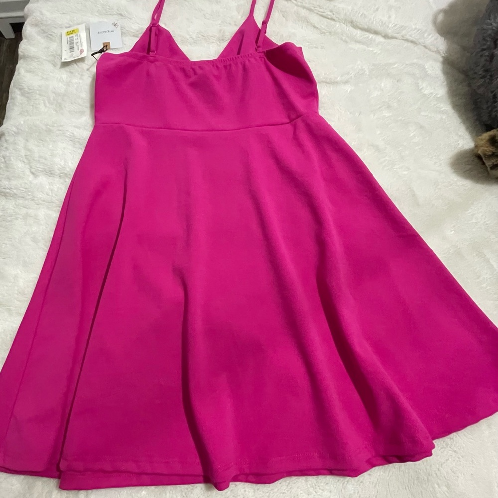 Vibrant Pink Mini Dress with Spaghetti Straps